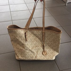 Michael Kors white mono tote - AUTHENTIC